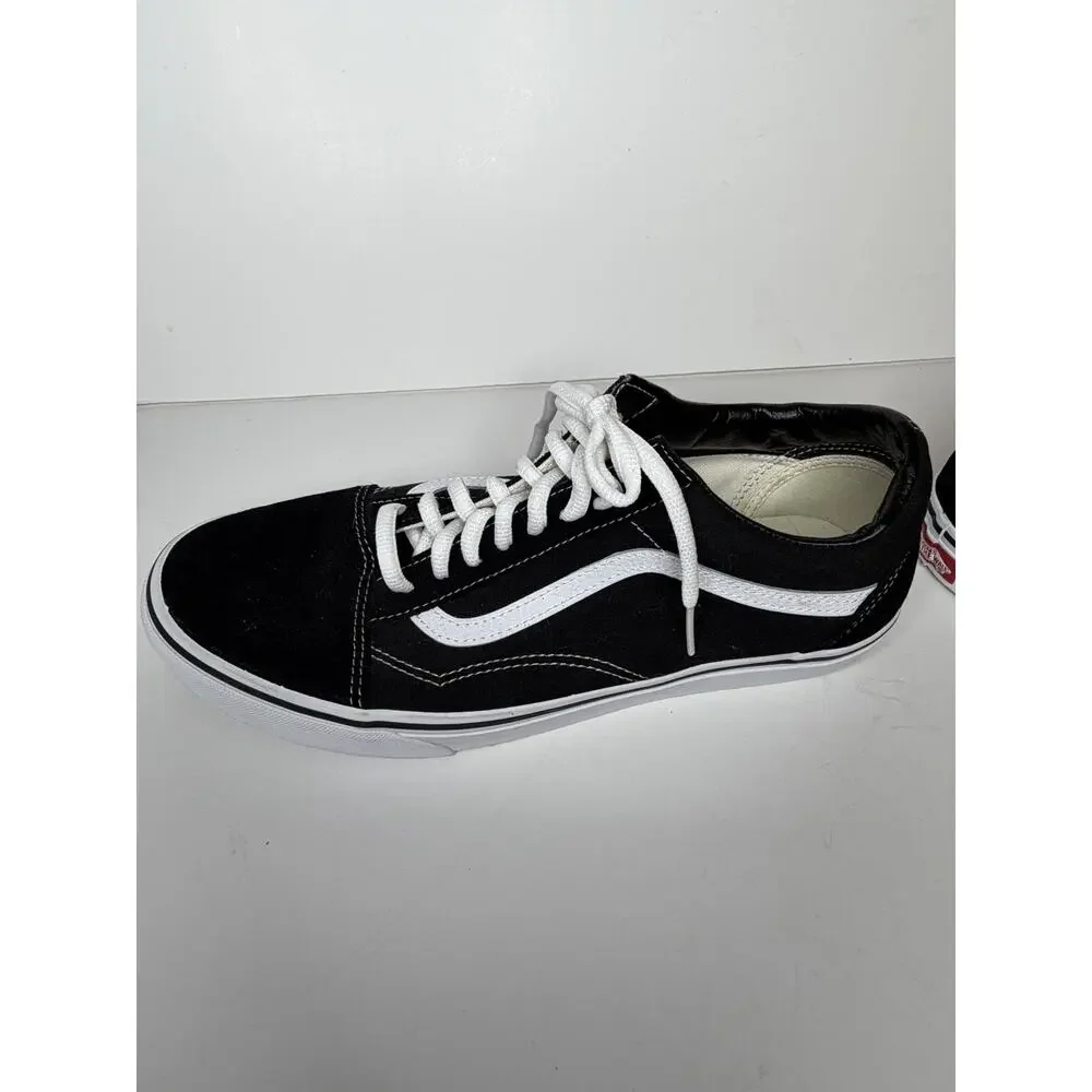 VANS Old Skool Back White Low Top Sneakers Men's 10.5 Classic Skate Shoes NWOB